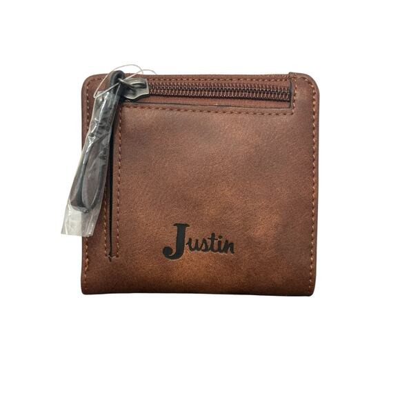 NWT! Justin Turquoise Naja Concho Brown Western Bifold Wallet - Picture 5 of 5
